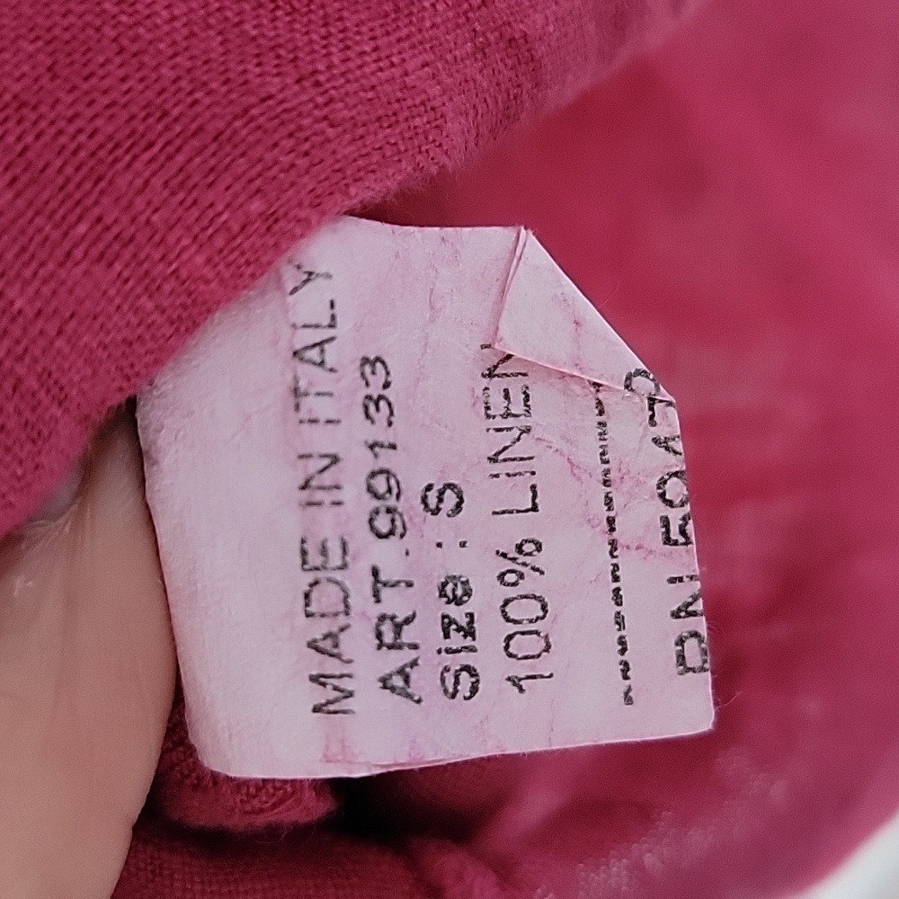 Viola Borghi Linen Pink Top Sz S Belle Sleeve Boxy Fit Boho Made in Italy - Picture 3 of 7